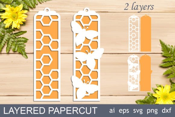 Bee Bookmark SVG: Layered Crafts & Graphics