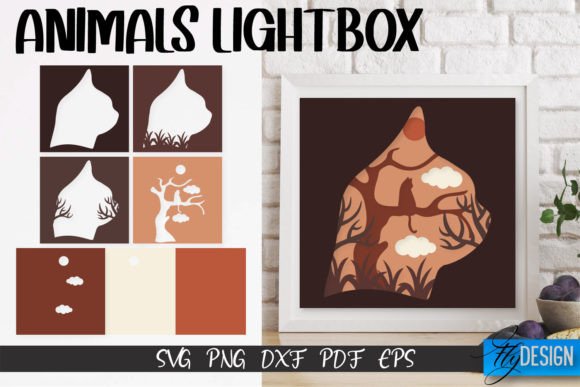 Cat Lightbox SVG: Crafts & Graphics