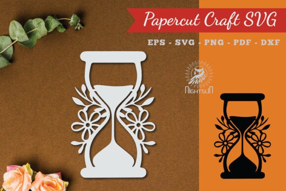 Floral Hourglass SVG: Crafts & Graphics