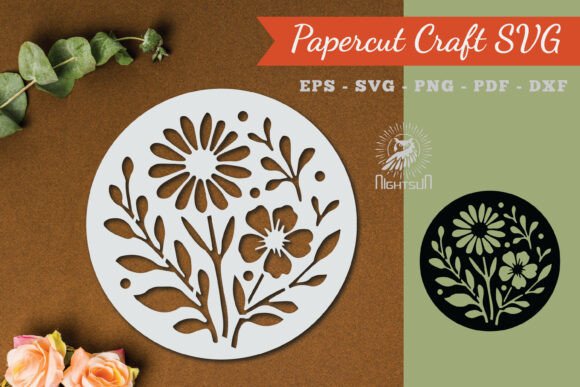 Floral Round Paper Cut SVG 3 for Crafts and Graphics