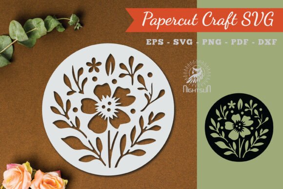 Floral Round Paper Cut SVG 5: Graphics for Crafts