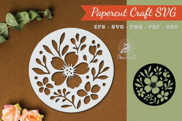 Floral Round Paper Cut SVG: Graphics for Crafts