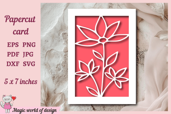 Flower Card Cover A5 Paper Cut SVG: Crafts & Graphics