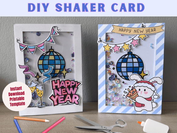 New Year Shaker Card 3D SVG for Winter