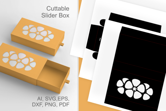 Stacked Flowers Slive N Drawer Favor Box 3D SVG Shapes