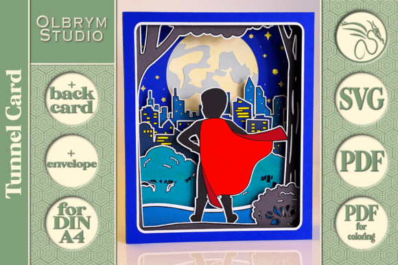Super Hero Tunnel Card: 3D SVG for Pop-Up Cards
